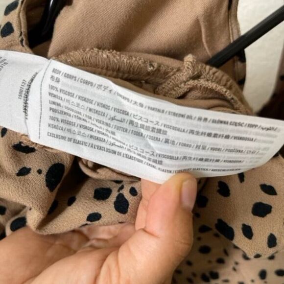 Abercrombie & Fitch XS PETITE Romper Tan Leopard Animal Print Bell Half Sleeve - Picture 11 of 15